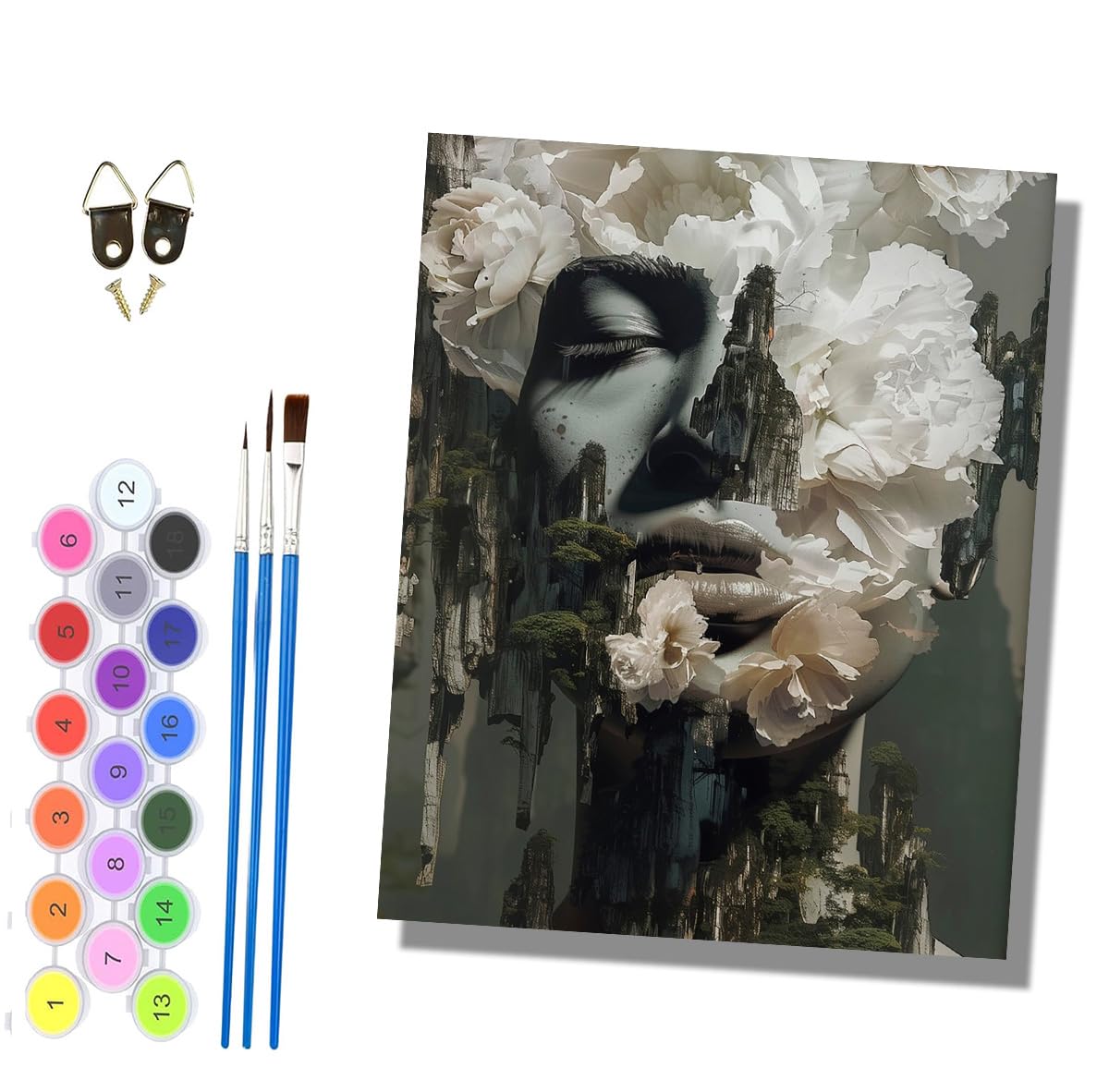 HONGPZH Paint by Numbers for Adults and Beginner Painting by Number Without Frame Oil Paintings on Canvas House Wall Decor 16x20in Fantasy Plant Girl