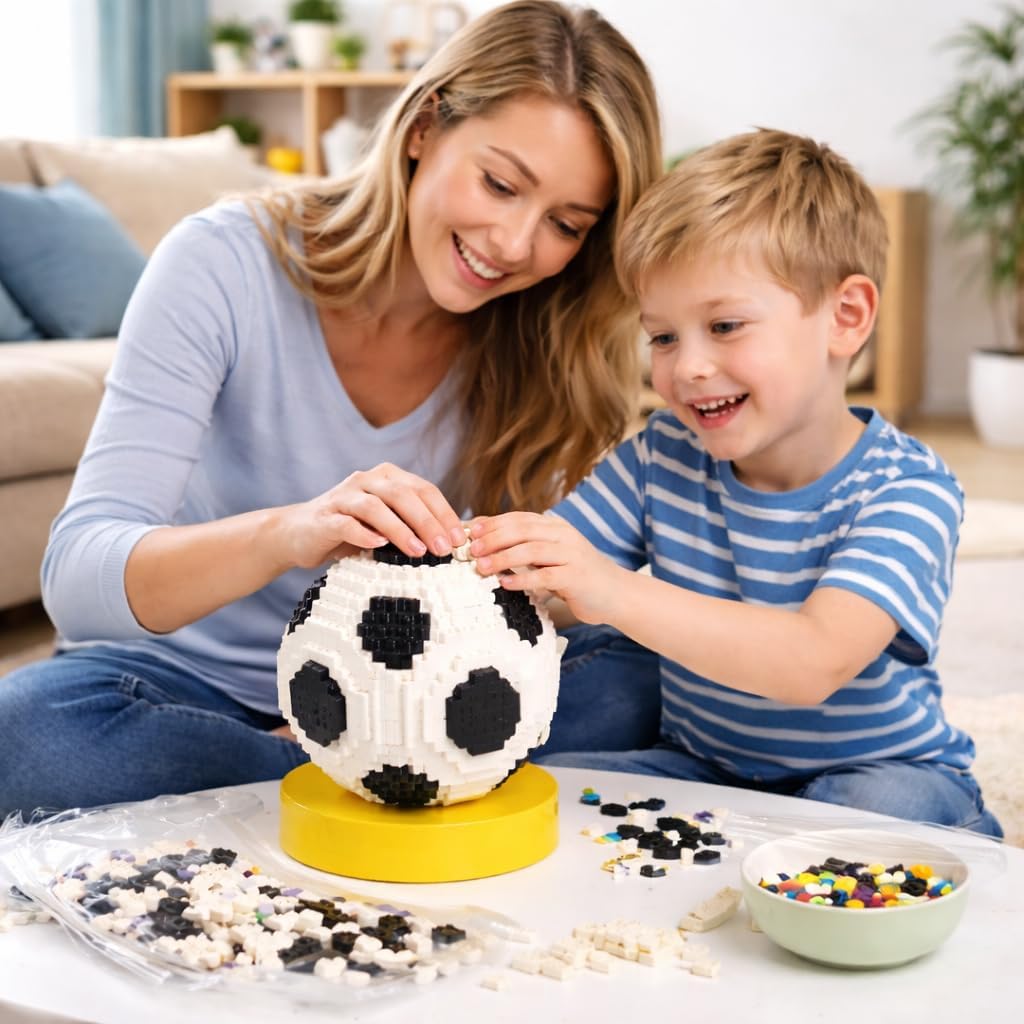 Soccer Building Blocks 850pcs - STEM Educational Toy for Kids Ages 8+, White & Black Football Bricks for Creative Play