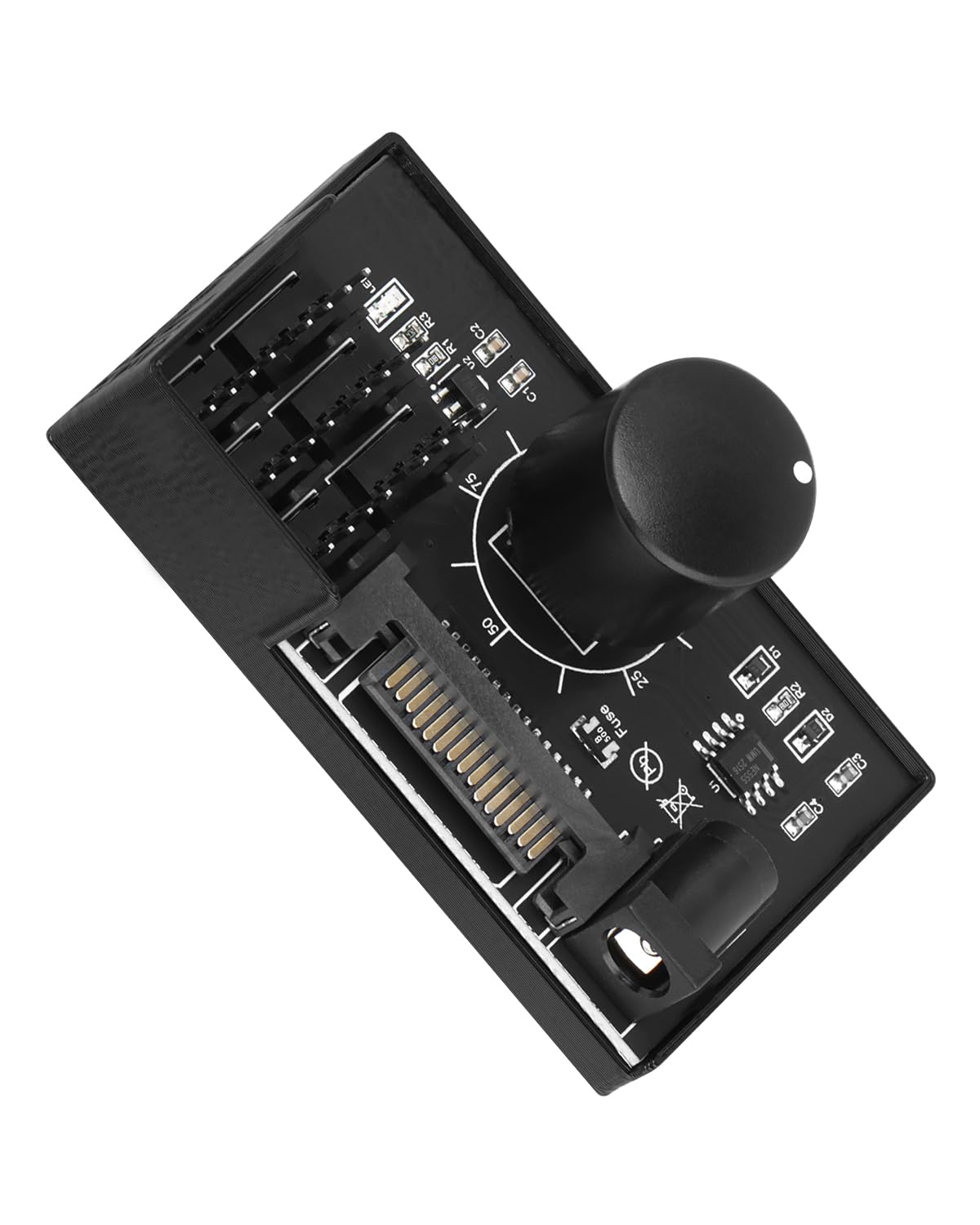 YANBORONSN 12V 4 Pin PWM PC Fan Controller for 6 PC Fans,1 in 6 out PWM Fan Hub Powered by SATA/DC 5521,Cooling Fan Speed Knob Controller with Max Total 60W 5A Output