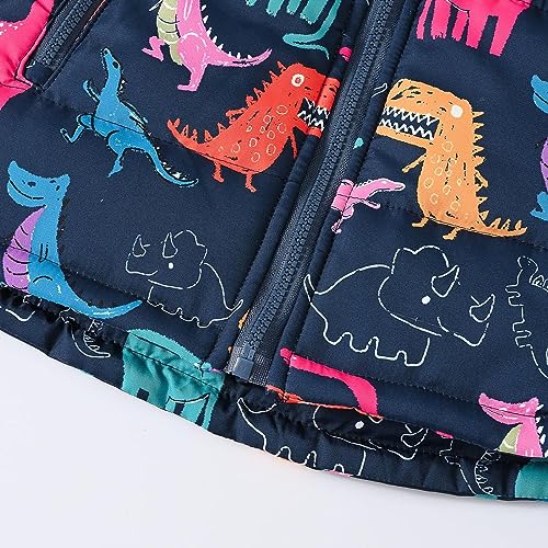 Toddler Boys Girls Winter Hooded Cartoon Printed Top Long Sleeve Zipper Padded Thick Jacket Kids Coats Girls4