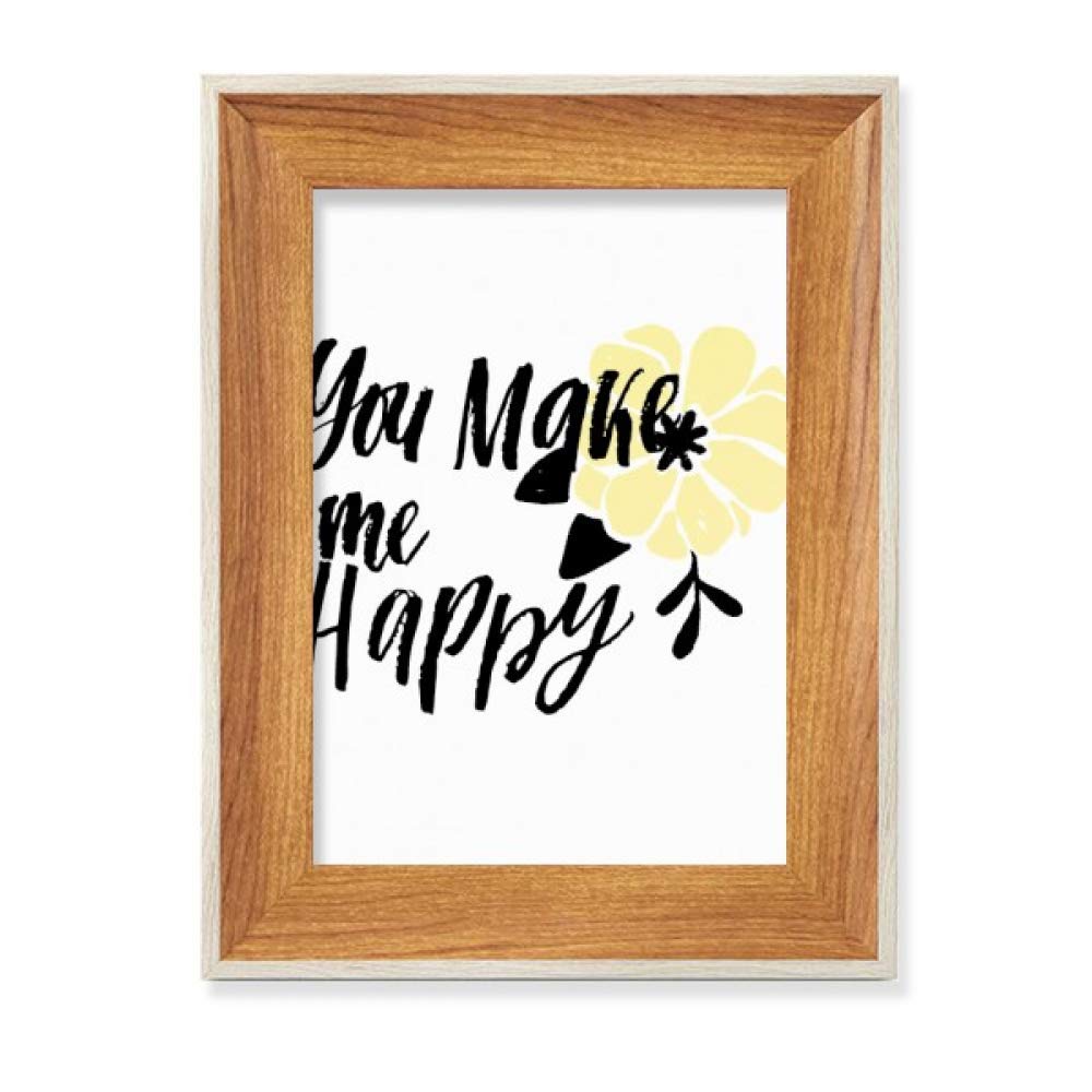 Marco de fotos de madera Me Haces Feliz para escritorio y decoración con lámina artística
