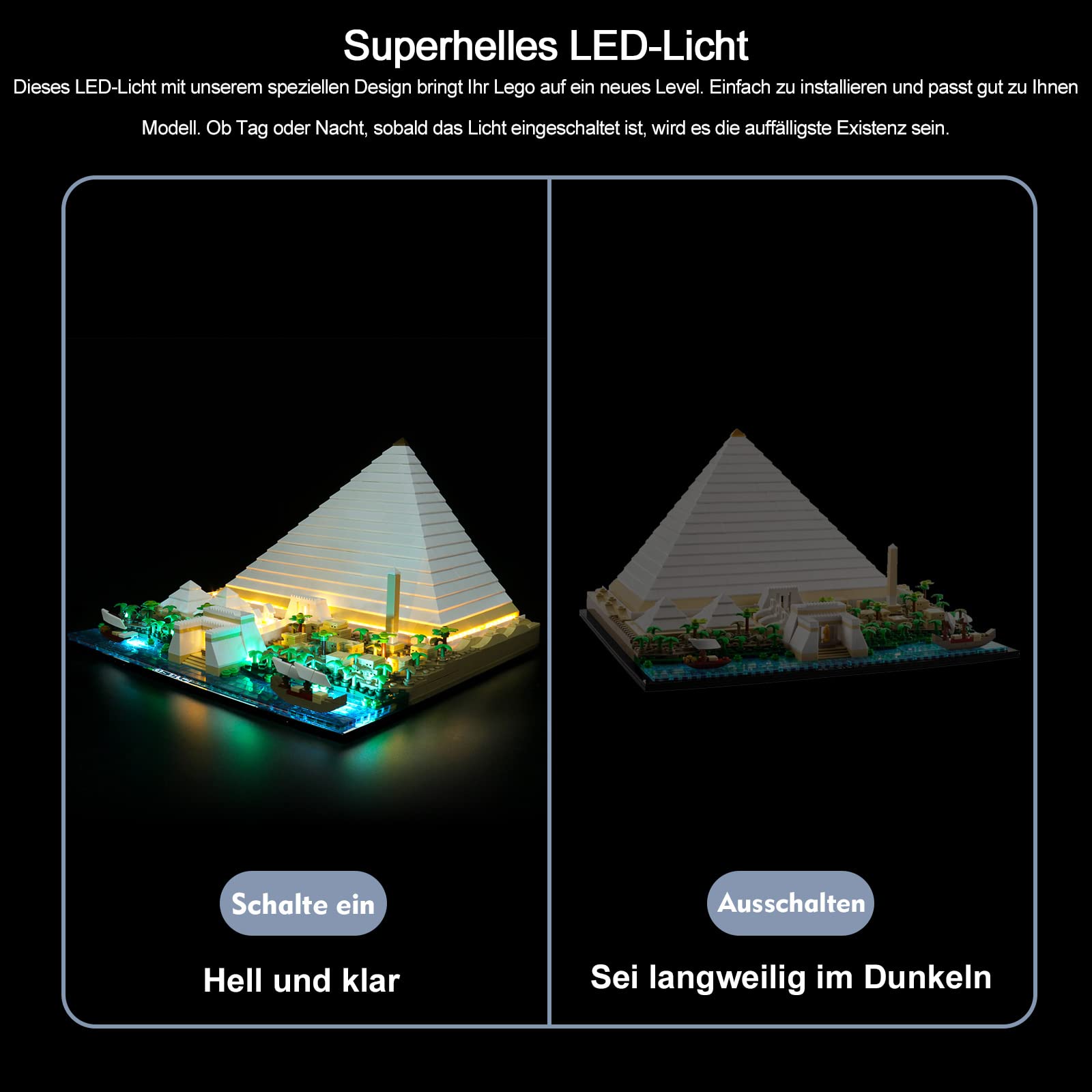 BrickBling Kit di illuminazione per Lego 21058 Architecture Great Pyramid of Giza, luci con telecomando compatibile con Lego Pyramid 21058 - Non include Lego, solo luci decorative