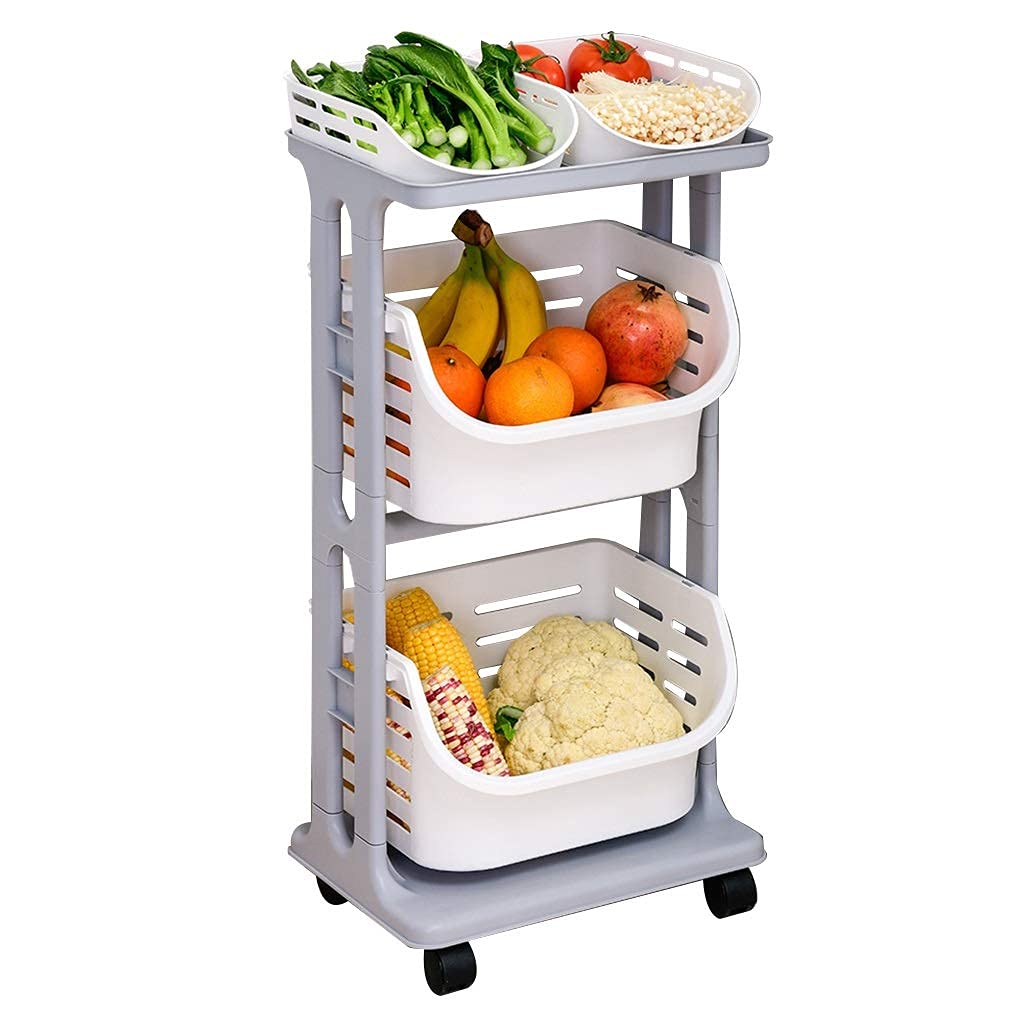 Gegeweeret Küchenwagen 5 Etagen - Mobiles Regal Mit Rädern In Khaki