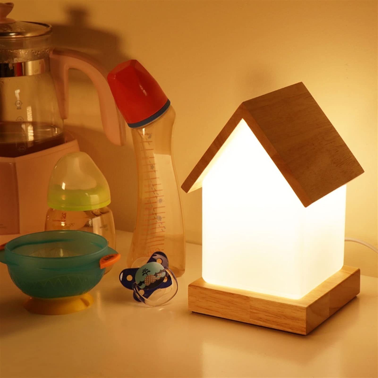 YSJNGF biurkowa LED stołowa do sypialni dziecięcej lampka nocna na biurko z przyciskiem przełącznika Lampka nocna Szklany klosz Sypialnia Salon Pokój dziecięcy stołowa Lampka do czytania