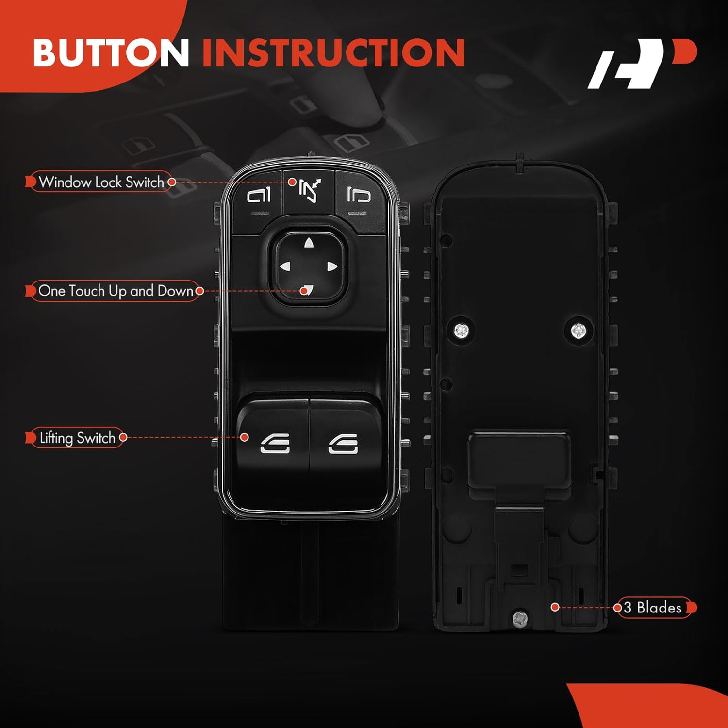 A-Premium Master Power Window Switch Compatible with Mercedes-Benz NCV3 Series Sprinter 1500, Sprinter 2500, Sprinter 3500, 2019 2020 2021 2022, Front Left Driver Side