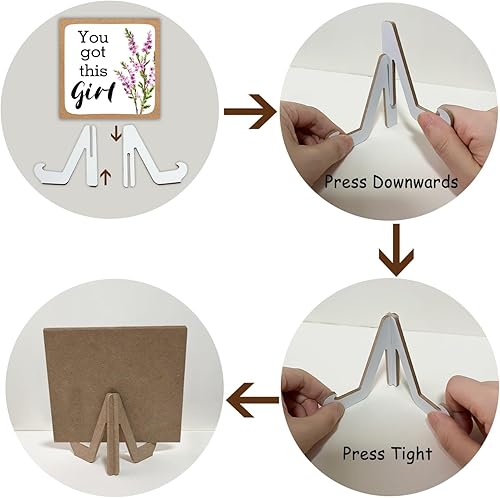 Miniatura 5 de Placa de decoración de mesa con cita inspiradora con apoyo, You Got This Girl, oficina y hogar, letrero positivo de madera con flor de durazno,