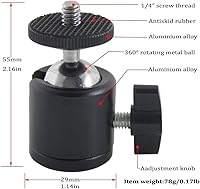 Vista 2 de EXMAX® Soporte para cámara de luz flash en forma de L de aleación de aluminio de metal con tornillo de 1/4 pulgadas + mini trípode de cabeza de bola