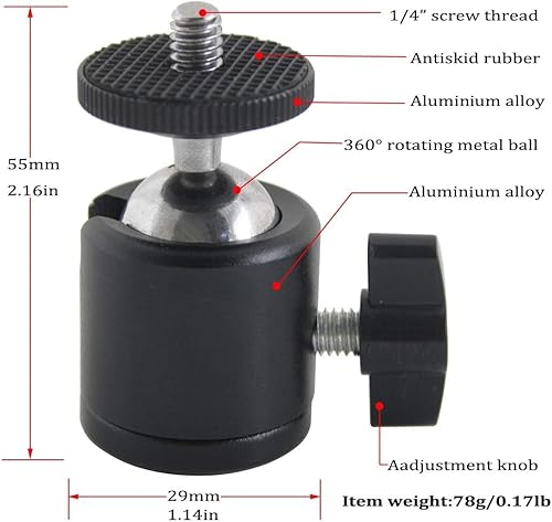 Miniatura 2 de EXMAX® Soporte para cámara de luz flash en forma de L de aleación de aluminio de metal con tornillo de 1/4 pulgadas + mini trípode de cabeza de bola
