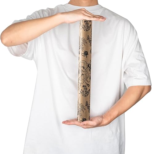 Miniatura 8 de RUSPEPA Rollo de papel de regalo de estraza  Mini rollo  Diseño de flores retro ideal para cumpleaños, fiestas, baby shower  17.5 pulgadas x 32.8