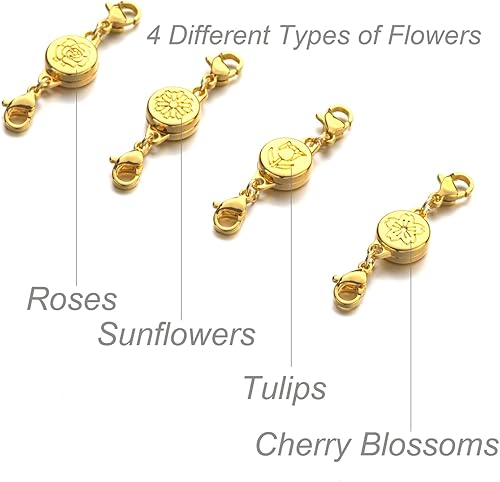 Miniatura 3 de Broches y cierres magnéticos para collares, cierre magnético para joyería, extensor de pulsera para fabricación de joyas, 8 piezas, oro