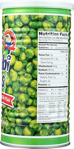 Miniatura 4 de Hapi Hot Wasabi Peas - Guisantes verdes recubiertos de wasabi (lata de 9.9 onzas) (paquete de 3)