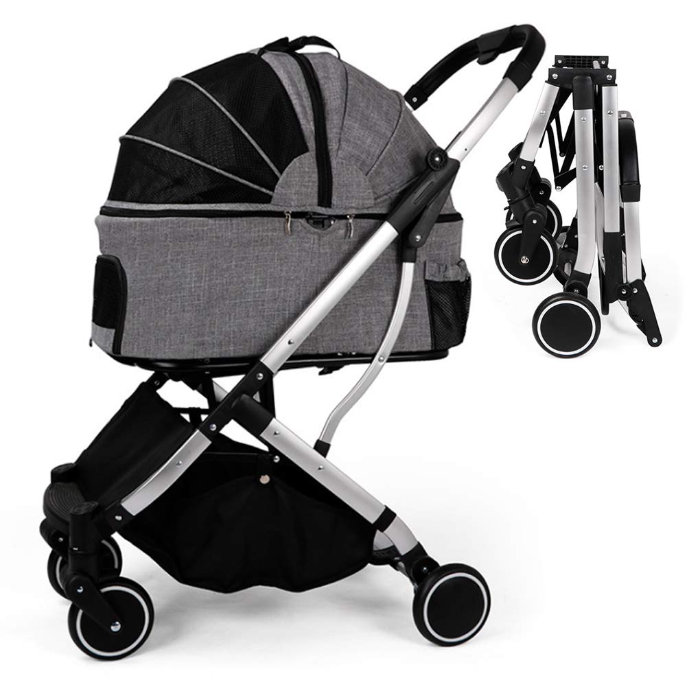 Cinque Passeggino, 4-Wheel Cat Passeggino, Jogger Cinque Passeggino, Gatto Cane Cage Passeggino, Pieghevole Cane Passeggino con Staccabile Vettore E Bagagli Carrello di Piccole E Medie Pet