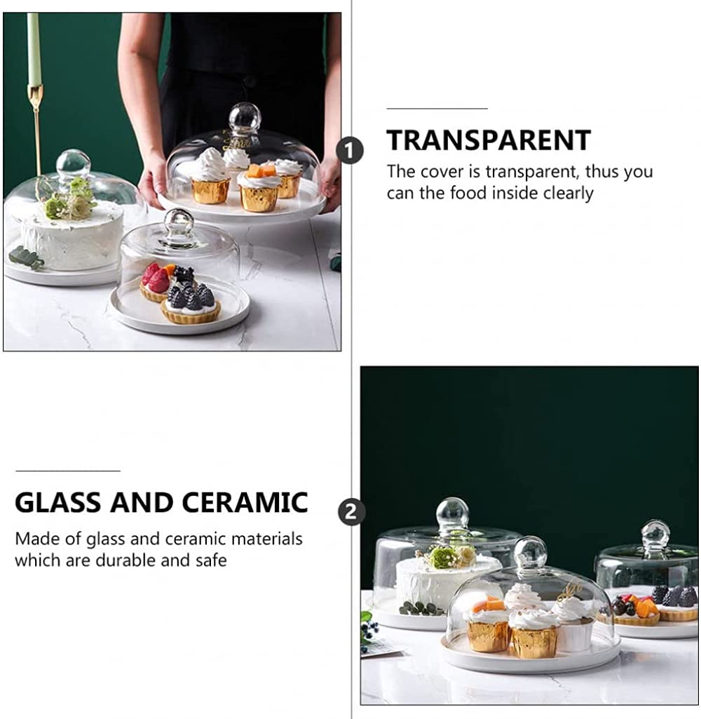 Soporte para tartas con cúpula para tartas con tapa de cristal, bandeja de postre con tapa para boda, fiesta, cena