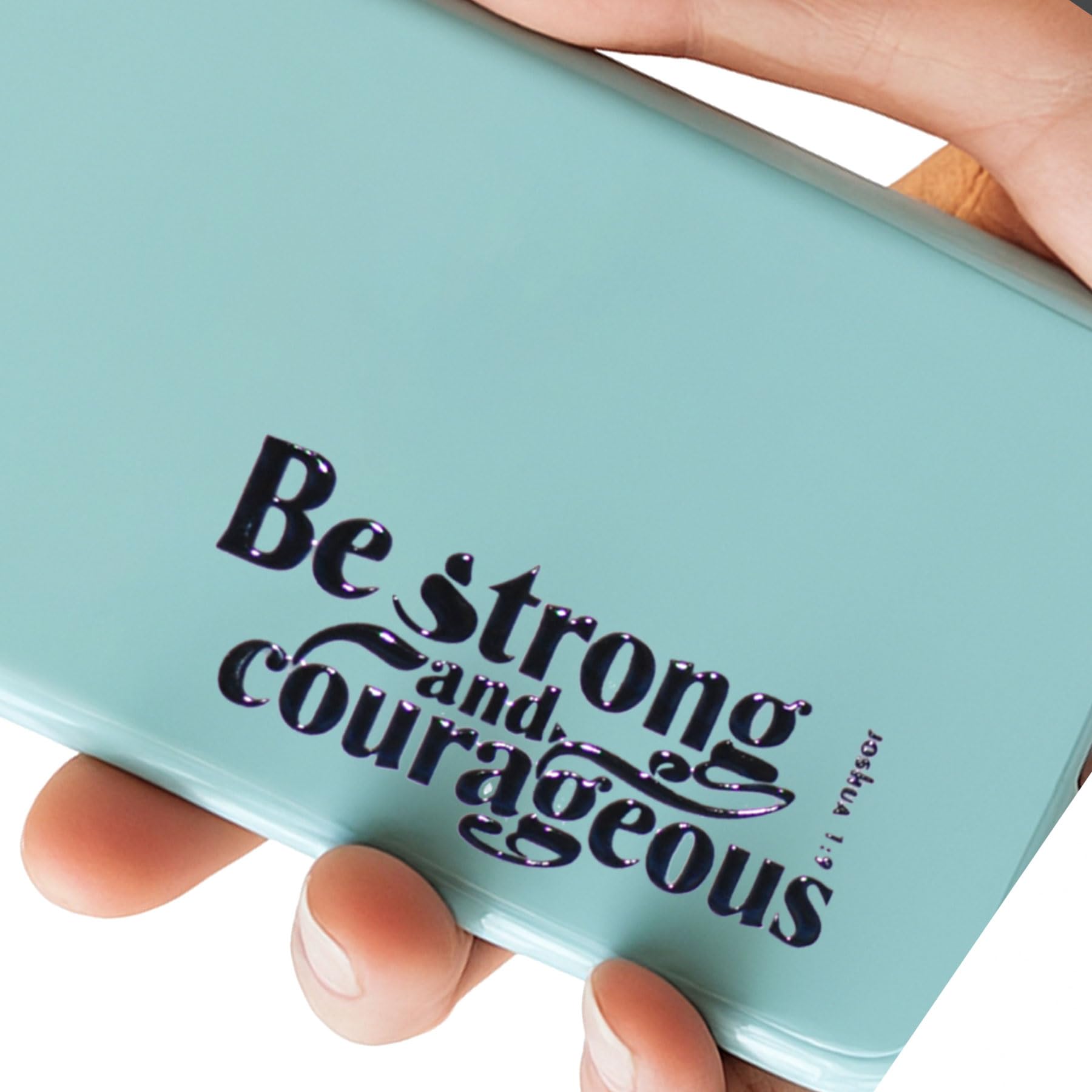 Pack of 2 Joshua 1:9 Bible Verse Crystal Stickers - Be Strong and Courageous, Christian Faith Decals, 2.4x1 Inches-Black