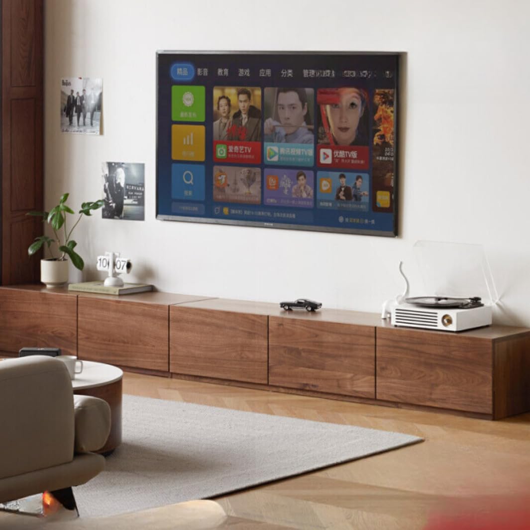 GVAwood Black Walnut, Ash Solid Wood Floor Splicing Floor TV Cabinet. 94.4x14.9x13.7 inch / 240x38x35 cm/Rich Dark Walnut Color/Black Walnut TV Cabinet