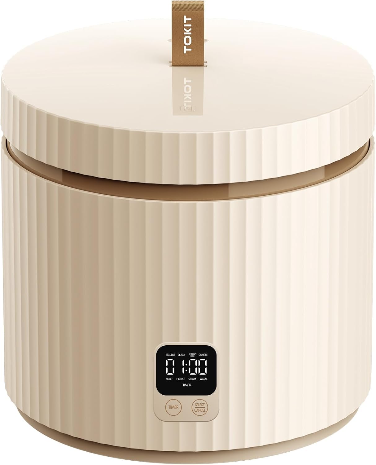 TOKIT Rice Cooker 1.5 L Pro Rice Cooker Small Mini but Multifunctional with Display Touch Button for 1-3 People Ceramic Coated Non-Stick Inner Travel Pot ⟮Green⟯