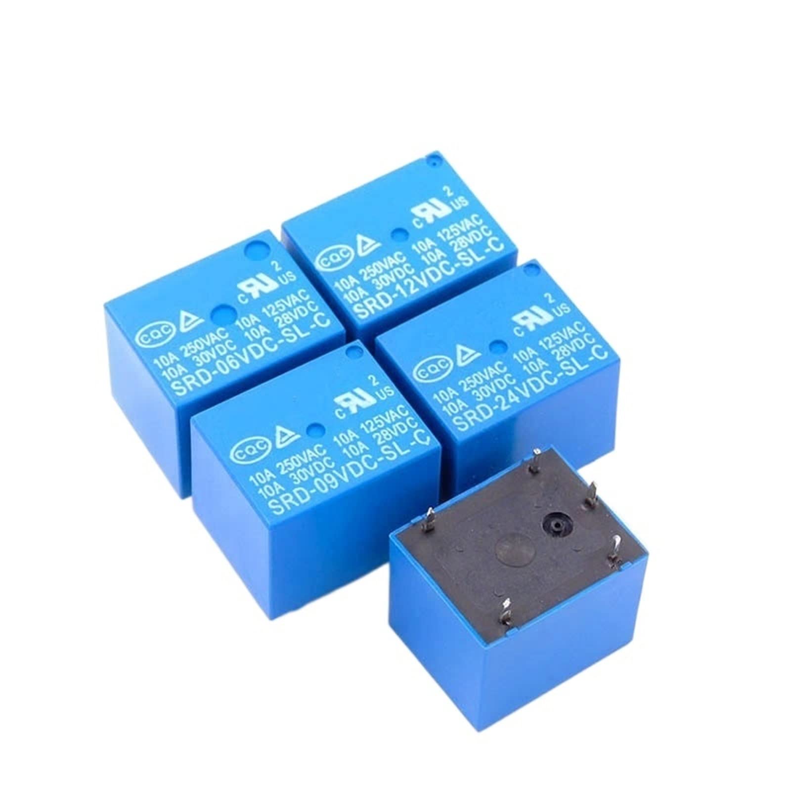 GVBAEPIEO 50Pcs DC Power Relay SRD-05VDC-SL-C SRD-06VDC-SL-C SRD-09VDC-SL-C SRD-12VDC-SL-C T73-5V 6V 9A 12V 24V 10A 250V 5Pin PCB Type