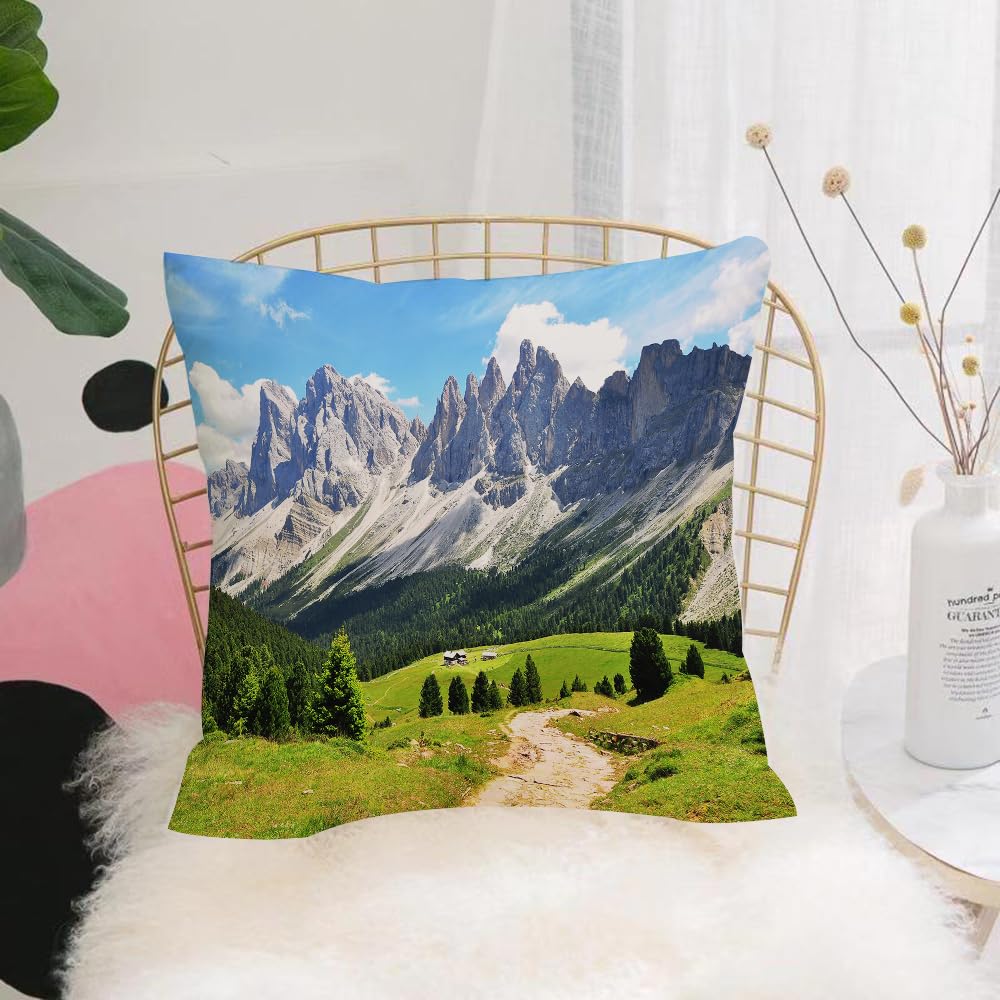 HYMSXW Cushion Cover,Throw Pillow Case Home Decorative for Living Room Bedroom Sofa Chair 20X20 Inch,Farmhouse decor, ng path in pine forest ows and mountain landscape,Pillowcase 50X50cm