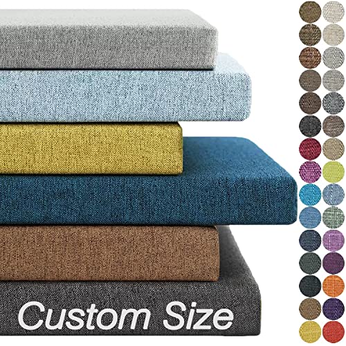 Custom Size Bench Cushions for Indoor/Outdoor Use, Ideal for Window Seat, Bay Window, Piano Bench & Patio Furniture Waterproof, Fade-Resistant, High-Density 75D Sponge, Non-slip, Removable Cover