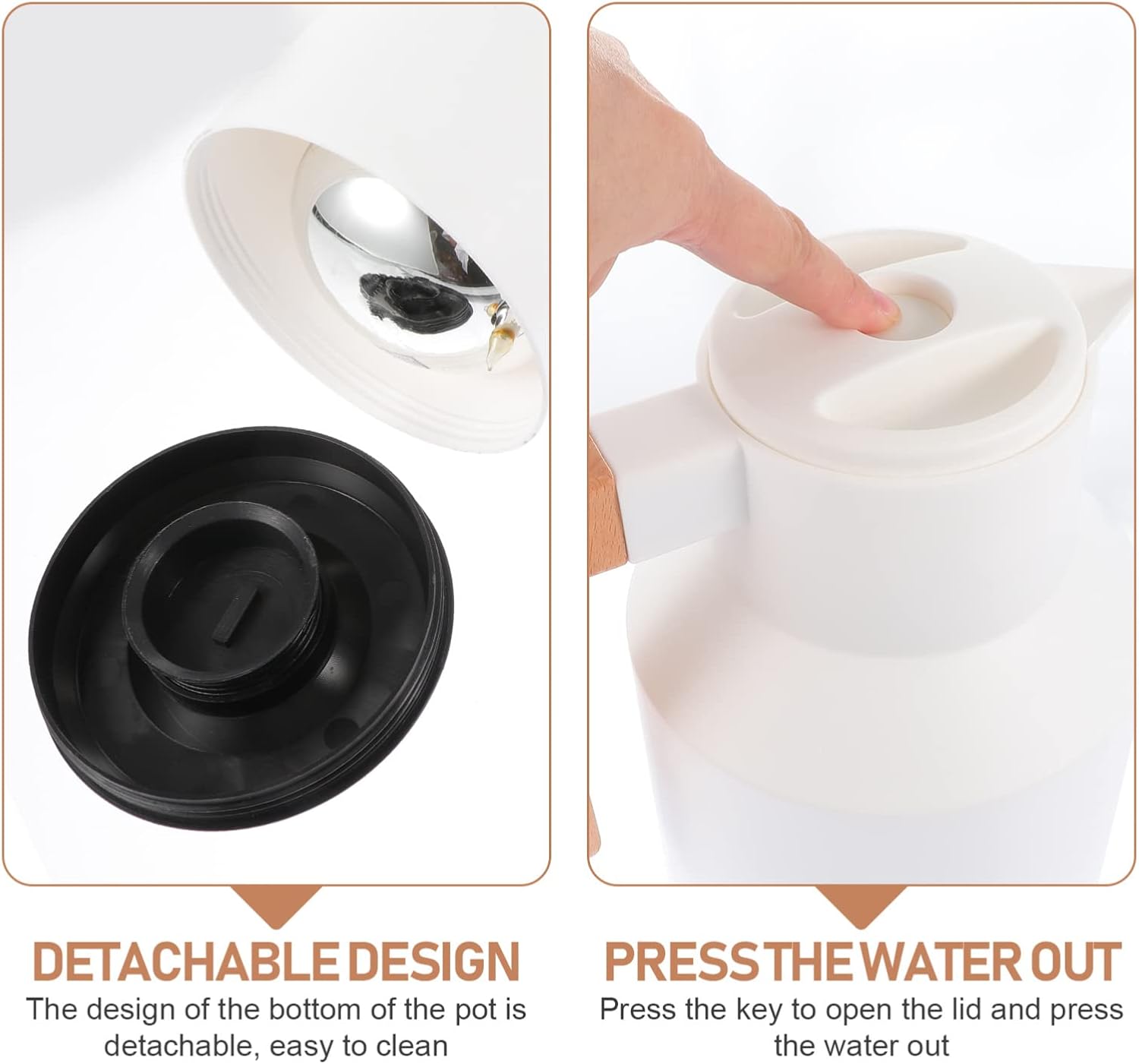 Luxshiny 1pc Premium Insulated Thermal Kettle Glass Liner Vacuum Design for Hot Water Tea for Home Office Camping and Outdoor Use