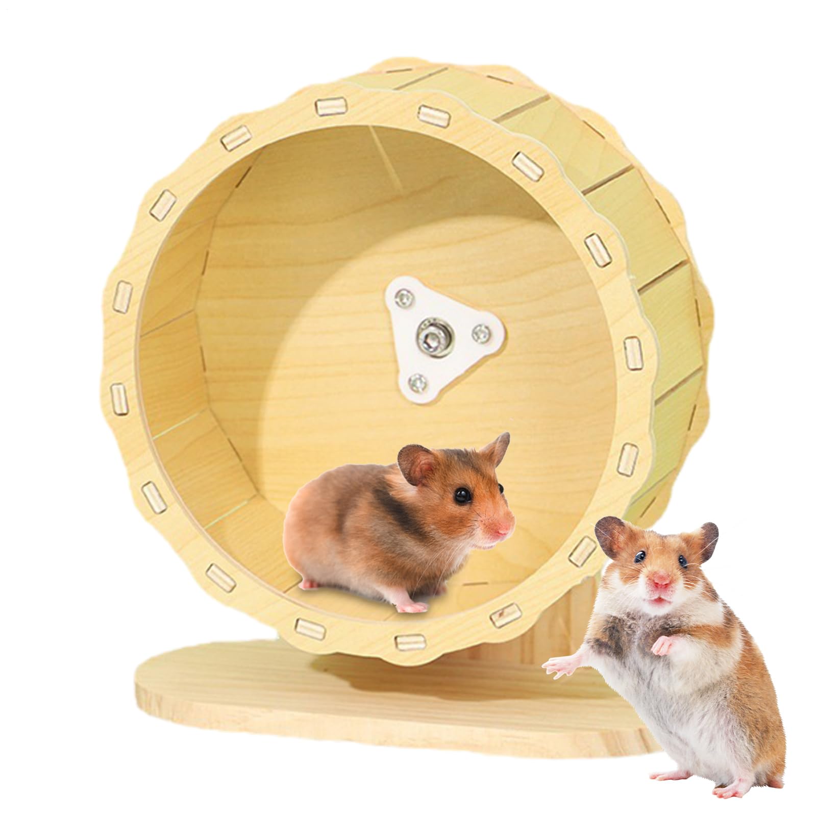 Silent Hamster Wheel – Wooden Quiet Spin Toy, Anti-Slip Exercise Wheel | Eco-Friendly Pet Spinner, Smooth Rotation Workout Accessory, Noise- Activity Toy, Sturdy Base Design For Dwarf Hamsters
