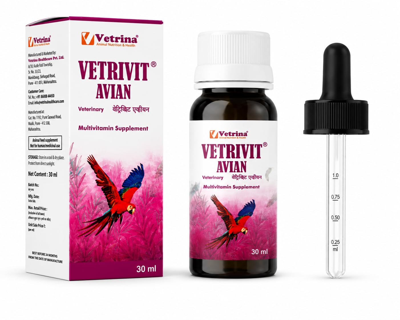 Vetrivit Avian Bird Multivitamin for Birds | Supports Healthy Growth, Feather Condition & Natural Colour | Nutritional Supplement for Caged Birds & Pigeons | Pack of 2 @ 30ml-image-17