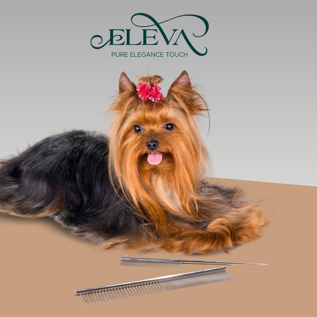 ELEVA PET - Pettine a Coda per Cani - Strumento Professionale Districante - Ideale per Mantelli Lunghi e Medi - Design Ergonomico - Made in Italy