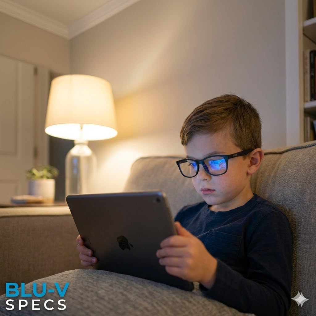 Blu-V Specs Blue Light Blocking Glasses for Men and Women (Black) - Anti-Glare Computer and Gaming Glasses, UV400 Protection