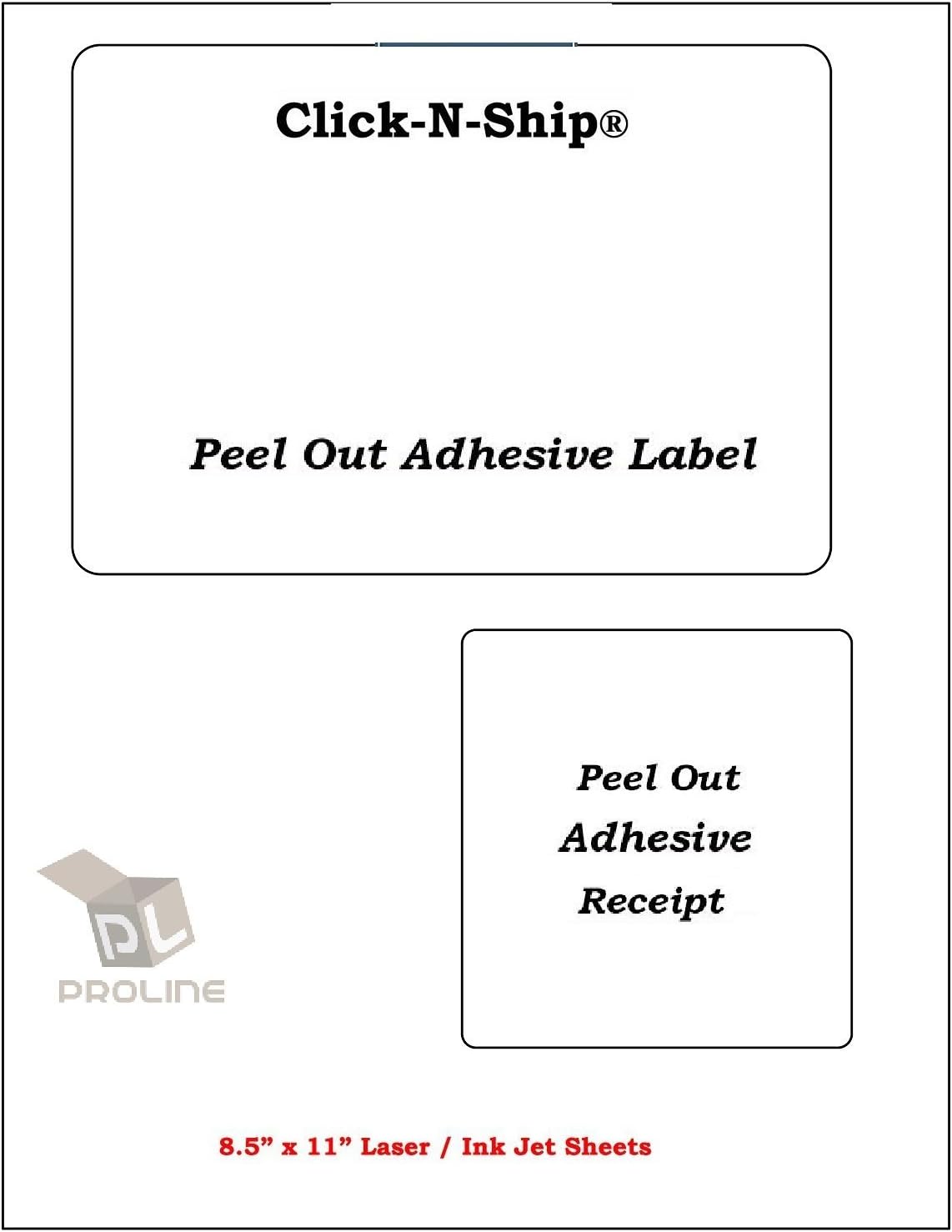 ProLine ClickNShip Labels with Peel Away Receipt Labels Laser/Ink Jet