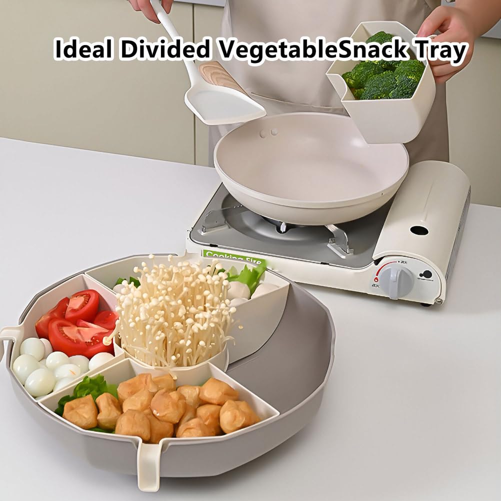 Bandeja giratoria para verduras, soporte extraíble para fiestas, aperitivos, frutas, mariscos, juego de cuencos de servir de 360°