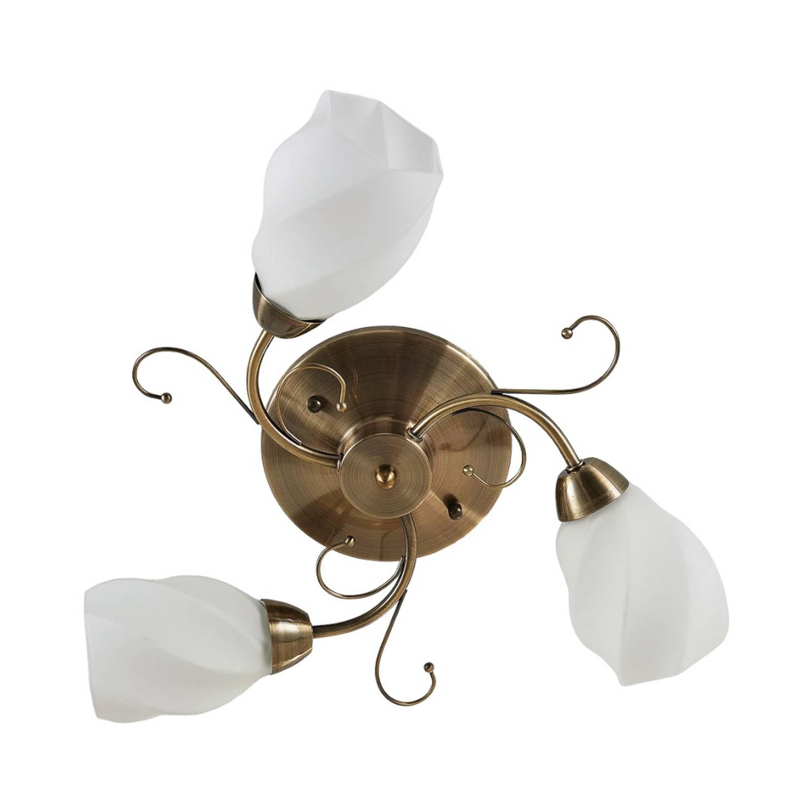 Lindby White, Antique Brass Ceiling Light Amedea Dimmable (Antique, Vintage) In Bronze Made Of Glass For E.g. Living Room & Dining (3 Light Sources E14) From Ceiling Lamp