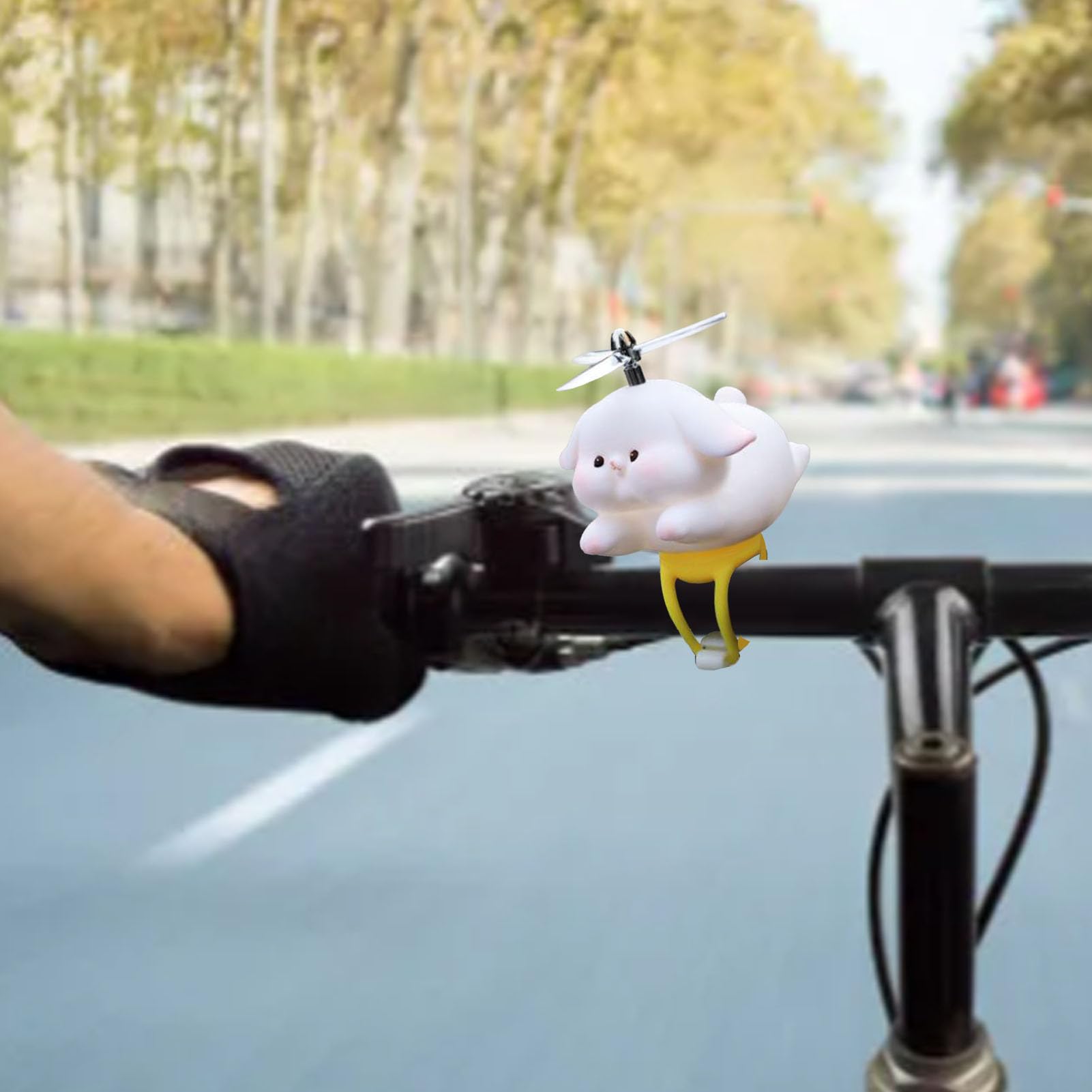 Décoration De Poignée De Vélo, Ornement De Vélo électrique, Conception De Dessin Animé En Résine, Décor De Montage De Guidon Mignon, Décor De Montage De Guidon Pour Vélos(B‑ Lapin Heureux