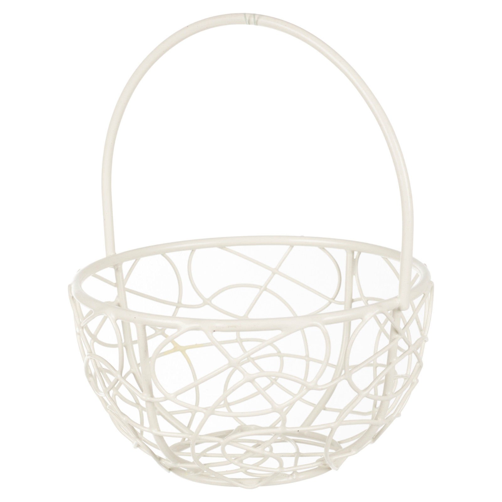 Urbnliving Round Ivory Medium Wire Mesh Basket