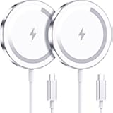 for Apple Mag-Safe Charger 2 Pack, Magnetic Wireless Charger for iPhone 17/17 Pro/17 Pro Max/Air/16 15 14 13 12 Pro Max Plus mini, Charging Pad for Airpods Pro 3 2,Strong Magnet, Silver