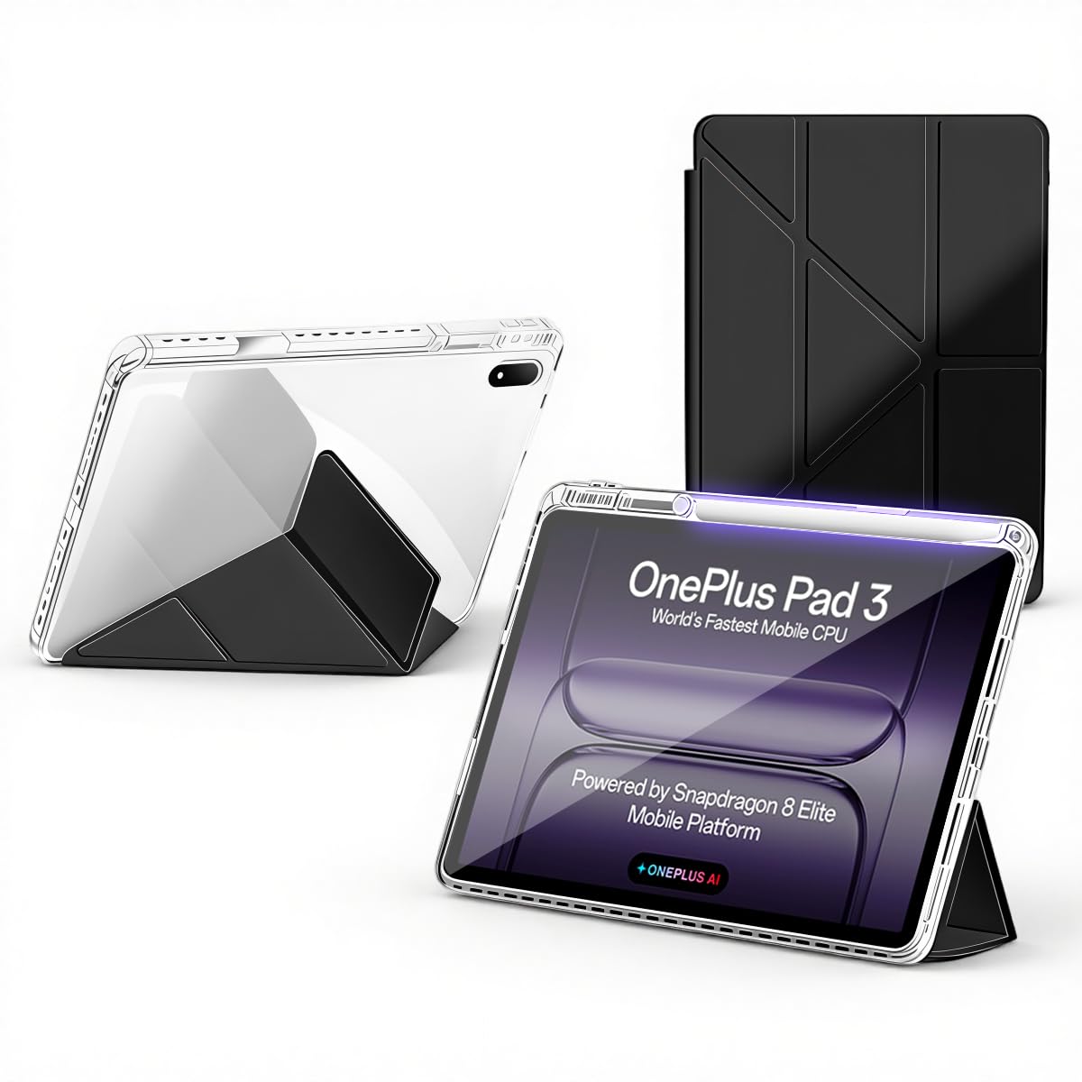 ZORBES® Compatible with OnePlus Pad 3 13.2 inch, Multi Angle Origami Case Slim PU Front Cover for Vertical & Horizontal Viewing, Acrylic Protective Tablet Cover with Pen Holder-picture-29
