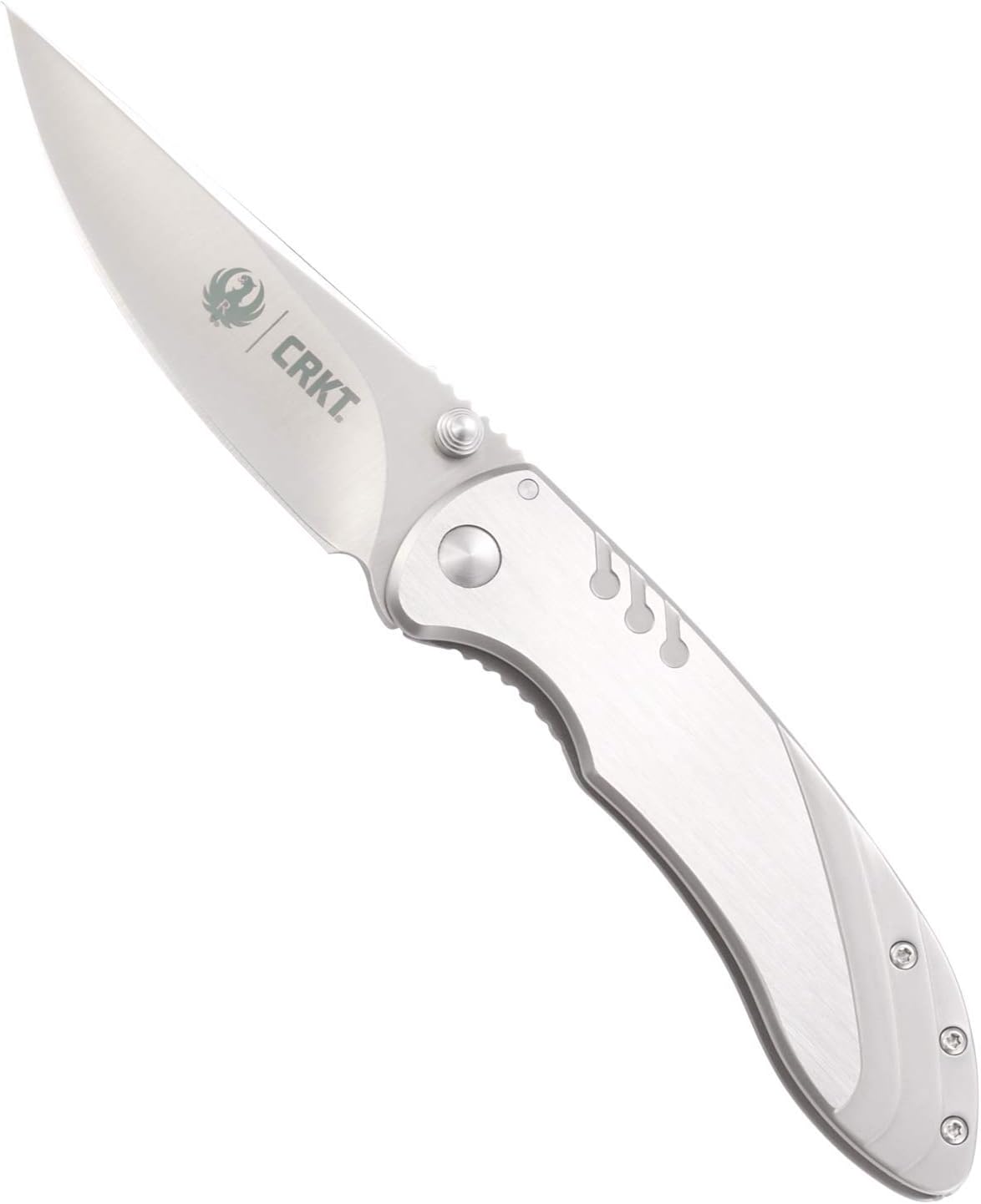 CRKT Ruger Trajectory Folding Pocket Knife: EDC Folder with Frame Lock, Plain Edge Drop Point Blade with Satin Finish, Stainless Steel Handle with Pocket Clip R2802
