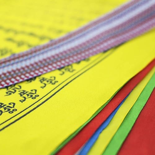 Miniatura 3 de Flaglink Bandera tibetana de oración – 12 x 14 pulgadas, 25 banderas de 27 pies de longitud – Lung Ta Wind Horse Bandera para exteriores