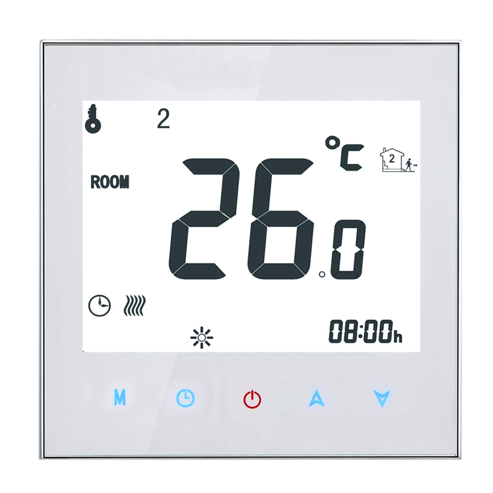 Decdeal Termostat pokojowy, ogrzewanie podłogowe, ogrzewanie elektryczne, termostat 16 A, 95-240 V, tygodniowy, programowalny ekran dotykowy LCD, termostat ścienny