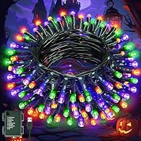 Lincentra Halloween Lights Outdoor 8 Modes 5M 50 LED with Timer, USB IP65 Waterproof Fairy Lights Battery Operated for Halloween Decorations, Purple&Orange&Green