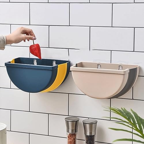 Miniatura 5 de DHAEY Kitchen Trash Cans Garbage Cans, Kitchen Hanging Trash Can Plastic Wall Mounted Folding Waste Bin Collapsible Rubbish Bin Waste Baskets Home &