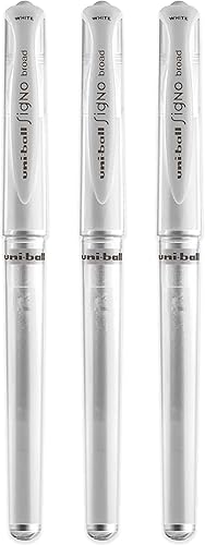BolĂgrafos de gel Uni-Ball Signo de punta ancha bolĂgrafo de impacto de tinta blanca 3 bolĂgrafospor pack importado de JapĂłn paquete original BolĂgrafos de gel Uni-Ball Signo de punta ancha bolĂgrafo de impacto de tinta blanca 3 bolĂgrafospor pack importado de JapĂłn paquete original