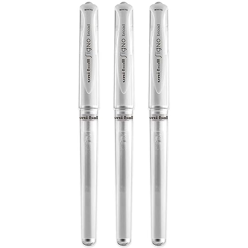 Uni-ball UM 153 Signo Broad Point Gel Pen - White - Pack of 3