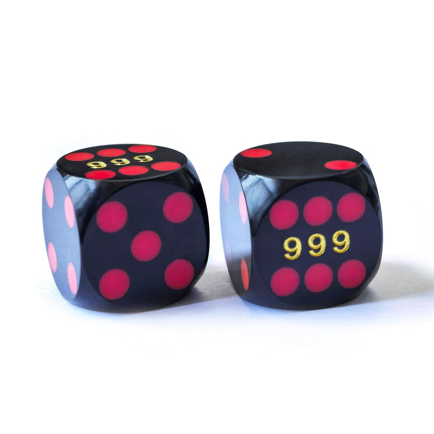 Bescon Professional Precision Dice Round Corner 9/16" (14.3mm) with Colorful Dots, Colored Dots Precision Backgammon Dice 14.3MM (Black Dice with red dots)