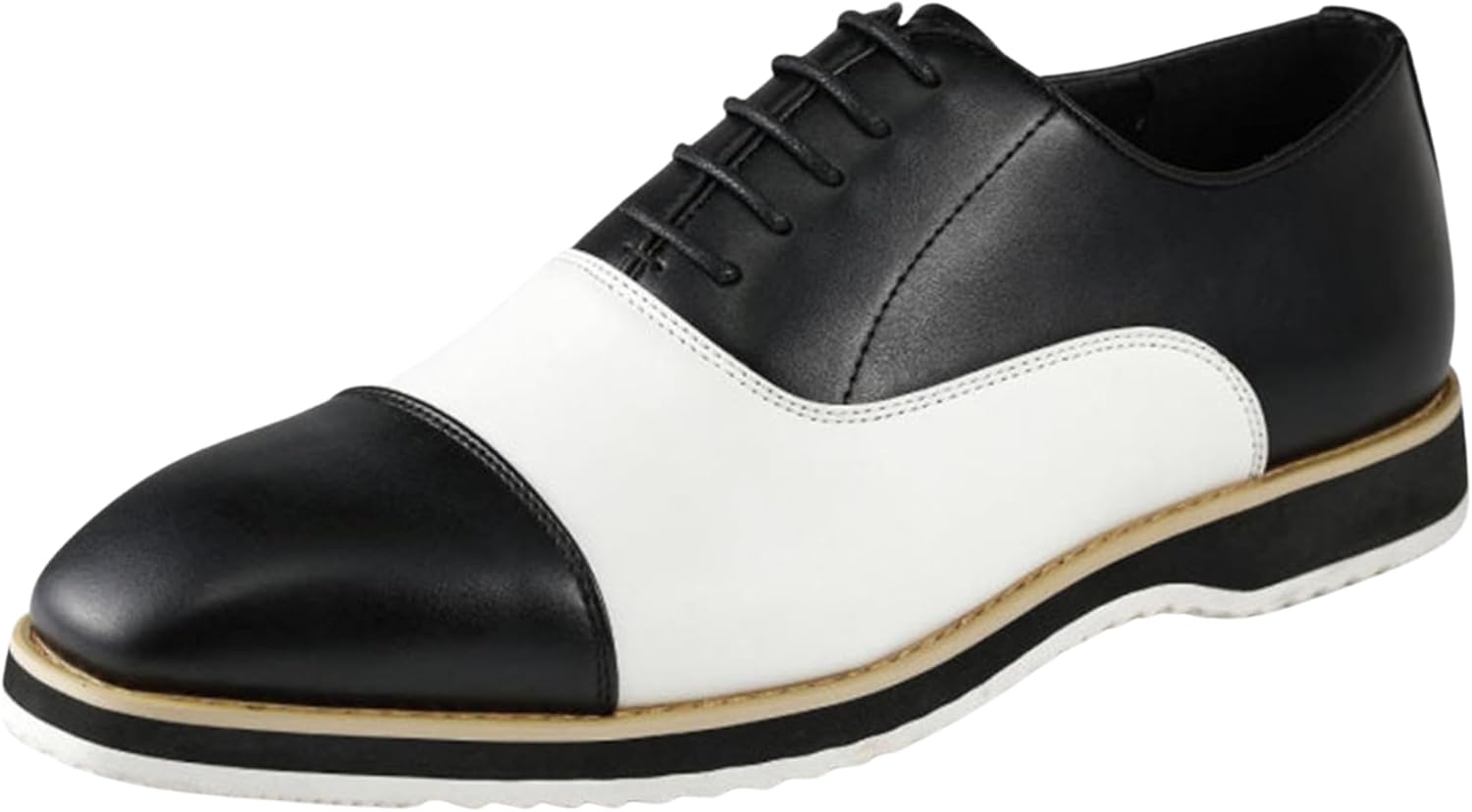 Amali Oxford Dress Shoes for Men with Textured Cap Toe, Men's Oxford Shoes Made from Premium PU Leather, Versatile Formal Footwear for All Occasions