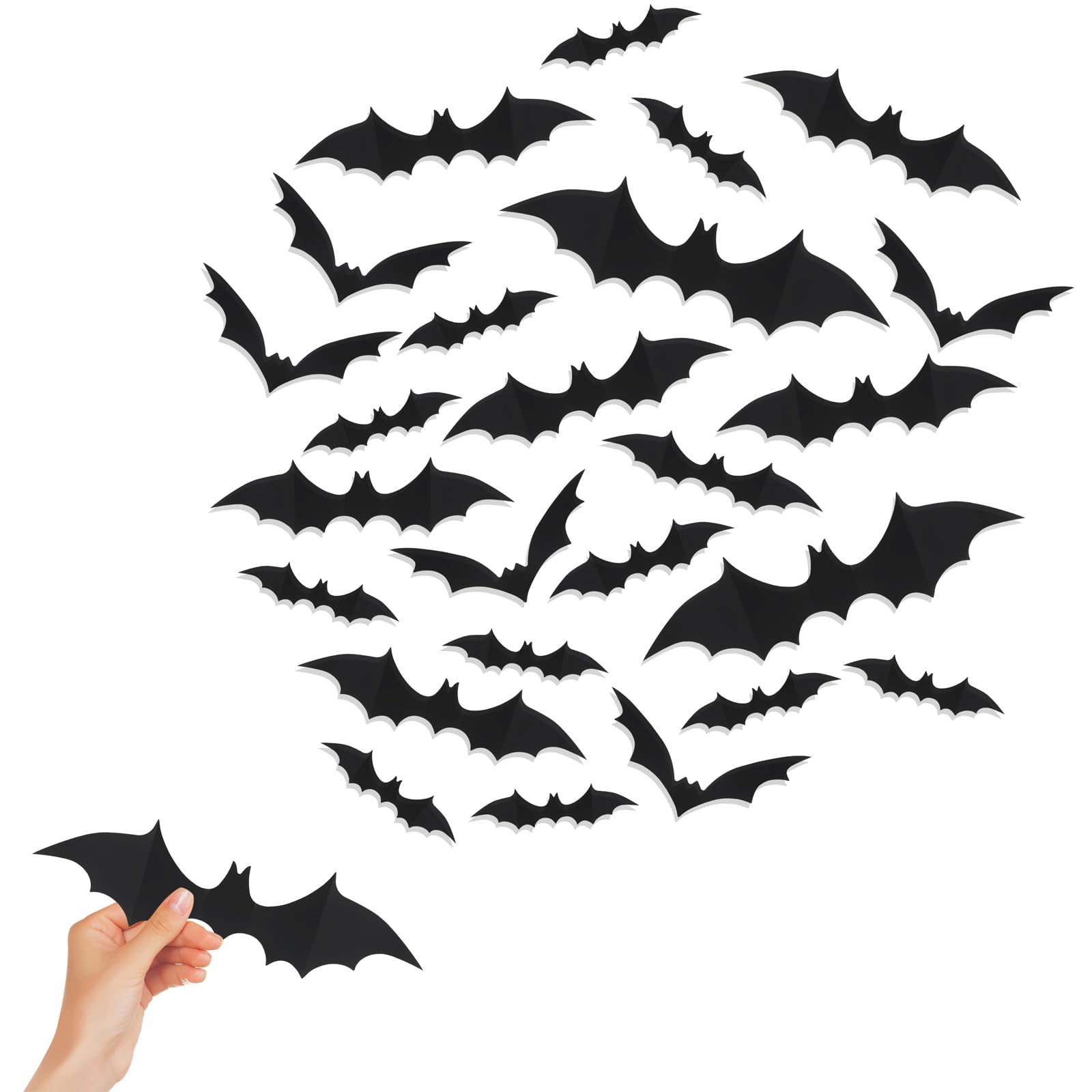 80Pcs 3D Large Bats Wall Decor - Halloween Decorations Indoor, Spooky Bat Wall Decals for Home, Halloween Party Supplies, Window Door Decor 12.6 inch