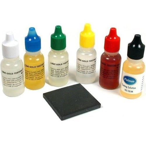 Kit para prueba de metales preciosos como plata, platino y oro de 10 k 14 k 18 k 22 k más piedra de regalo