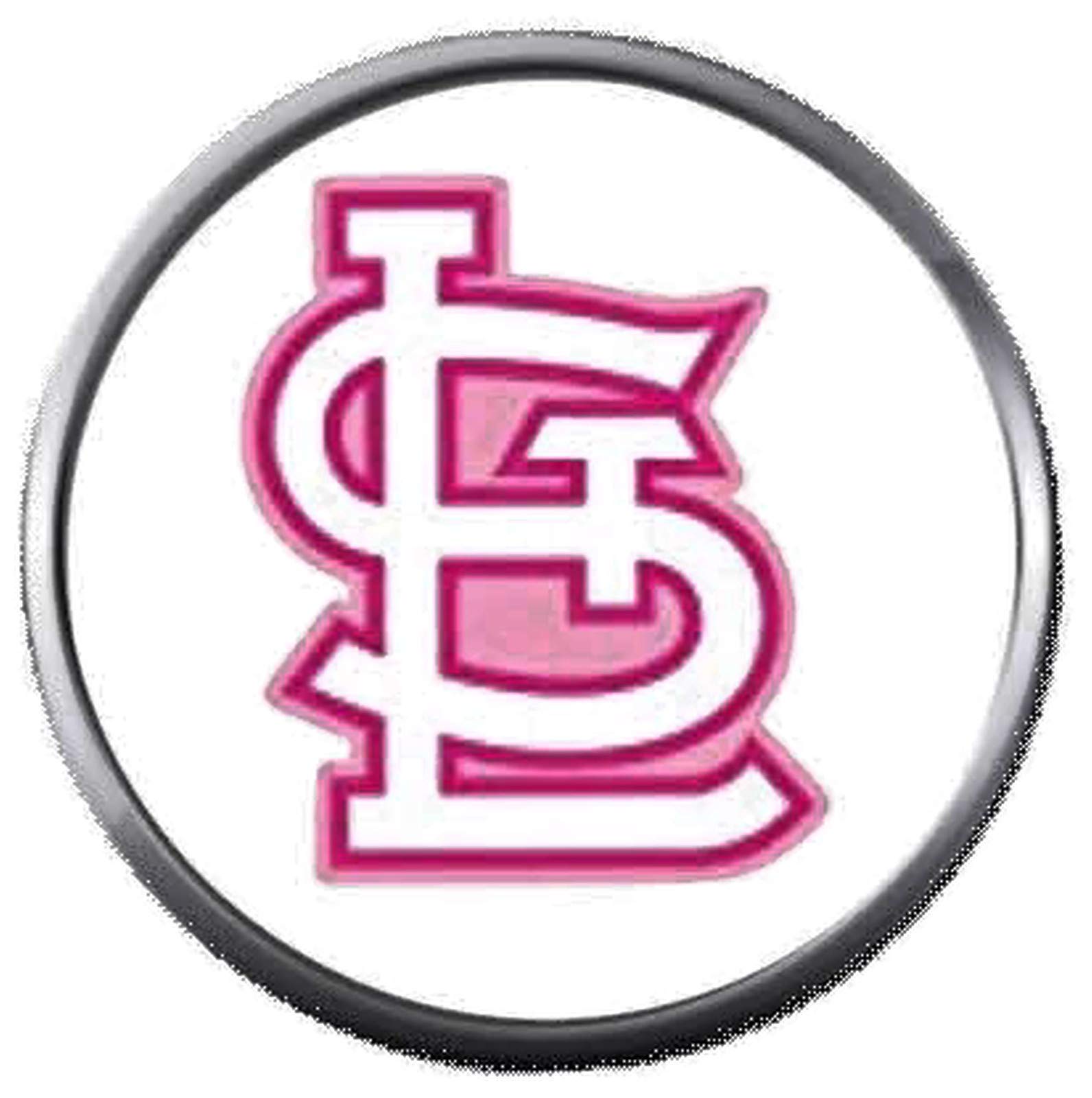 Pink STL St Louis Cardinals MLB Baseball Logo 18MM - 20MM Snap Jewelry Charm
