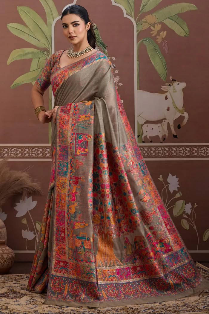 SGF11 Women's Soft Cotton Linen Silk Saree With Unstitched Blouse Piece product image 4
