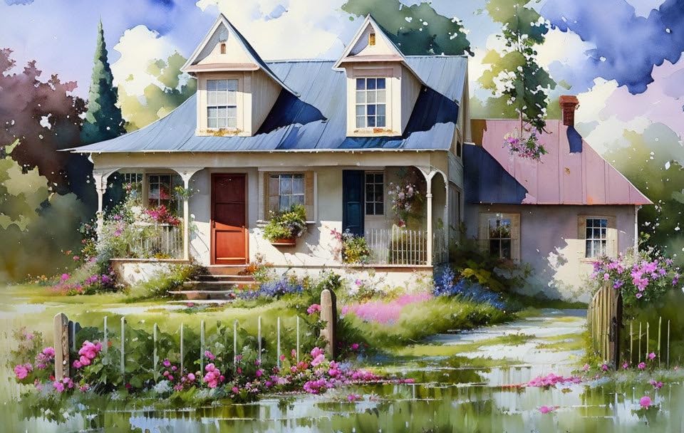 Peinture murale aquarelle pour salon chaleureux SERENDIPITP 58x90