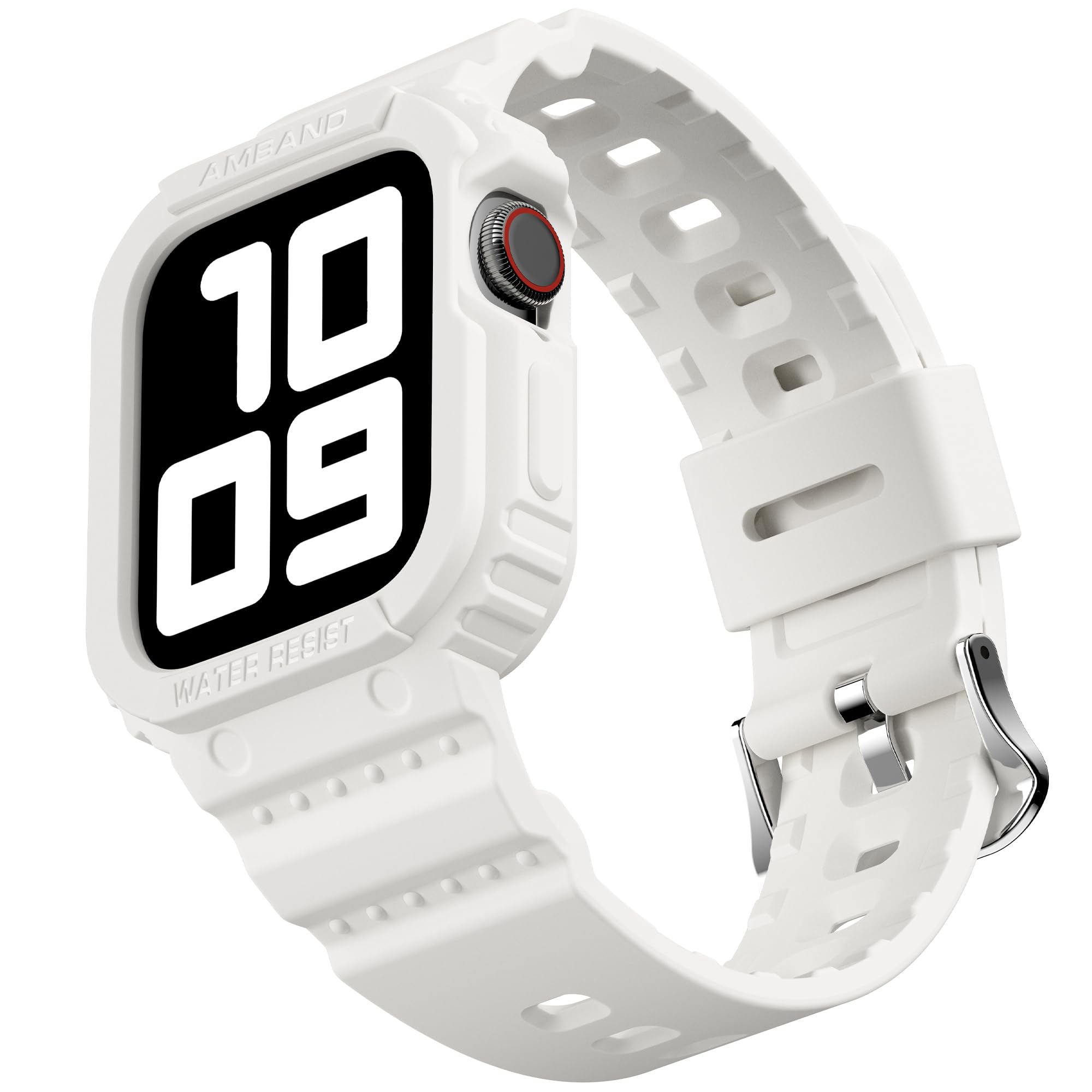 amBand Compatible for Apple Watch Band 41mm 40mm 38mm with Bumper Case, Rugged Men Women Bands for iWatch SE 3 SE2nd SE Series 9 8 7 6 5 4 3 2 1, Sport Military Protective Cases Drop-Proof, White